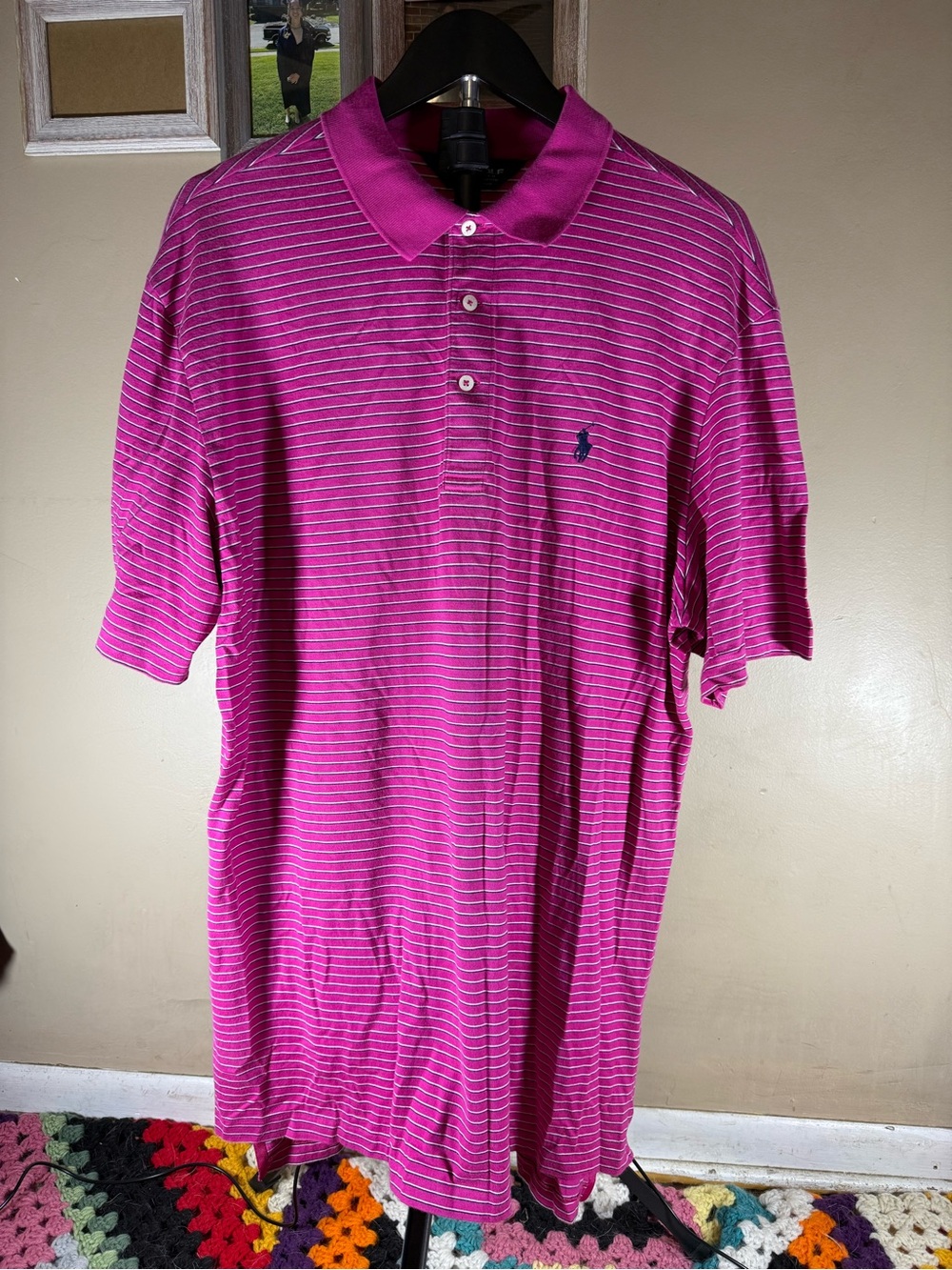 Polo Golf by Ralph Lauren Fuchsia Striped Short-Sleeve Polo